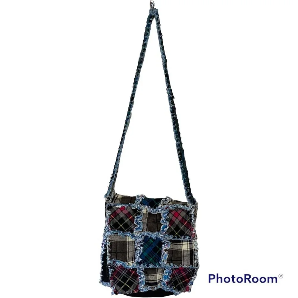 Boho Crossbody Shoulder Bag Purse Colorful Patchwork Green Blue Black - Picture 9 of 14